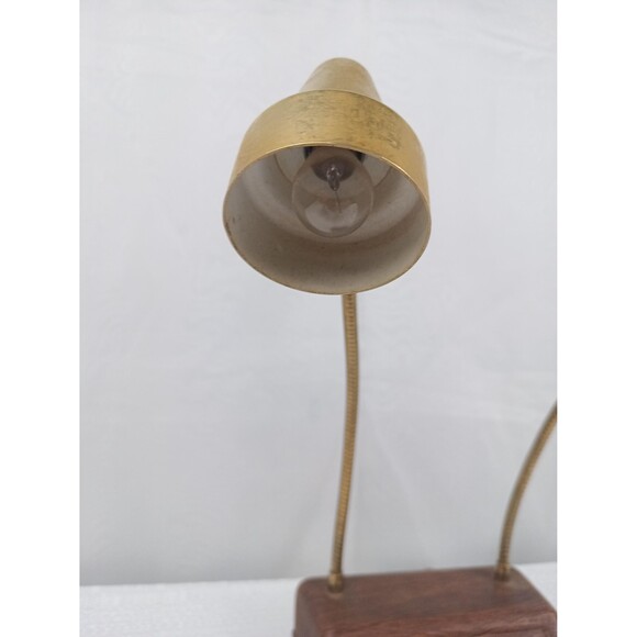 Small Roxter Co  Dual Table Lamp Gooseneck Adjustable Stem Gold Finish #6950 - Picture 5 of 10